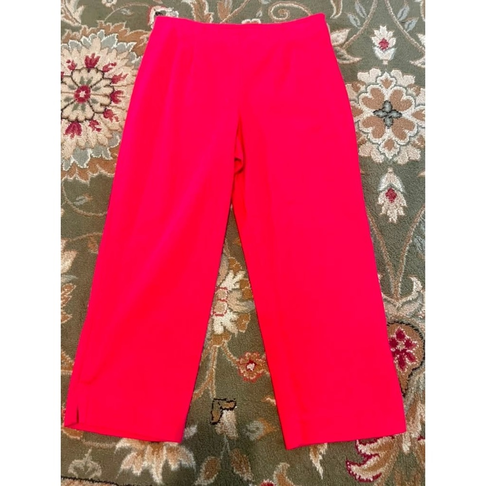 Briggs Womens Red High Rise Wide Leg Cropped Dress Pants Size 10 Vintage